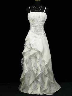 LOVELY SATIN WHITE WEDDING PROM EVENING DRESS SIZE 18   20