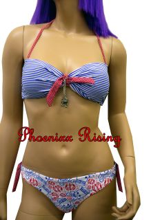 Abbey Dawn Iron Fist Stop & Stare Nautical Stripe Halterneck Bikini 
