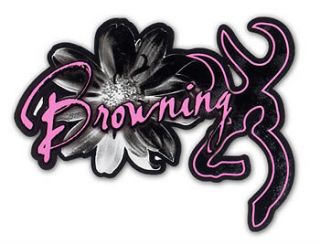   Official Browning Buckmark Daisy Pink / Black Decal for Auto Car Truck