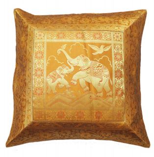 Decorative Cushion Cover Satin Golden Pillow Case Handmade Throw 16