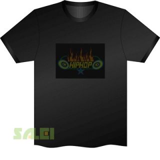   Sound Activated EL Equalizer DJ Disc LED T Shirt HipHop Fire Star