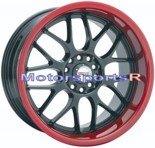 18 XXR 006 Black Red Lip Rims Wheels Deep 5x100 5x114.3 5x4.5 Honda 