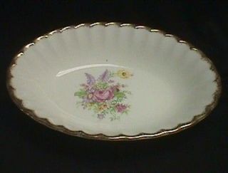 George Floral Bouquet Oval Vegetable Bowl Heavy Gold