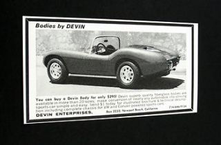 Bodies by Devin fiberglass car body 1964 print Ad