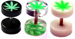   Cheater Ear Flesh Plug Earring  Cannabis Weed Stretcher  8mm Disks