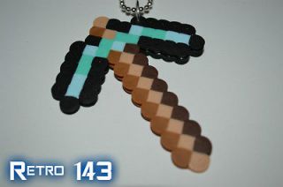 Minecraft Diamond Pickaxe Necklace Pendant Video Games