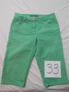Rafaella lime green denim jean capri pant knee bermuda shorts stretch 