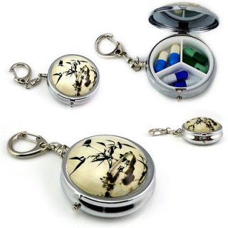   Quality Fashion Murano Glass Painting Compact Round Pill Box Case 003