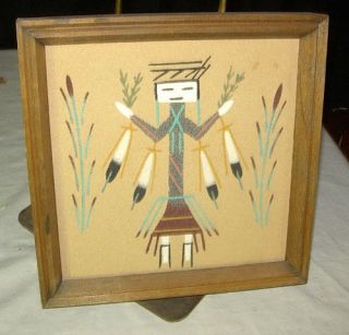 1970S NAVAJO DINE INDIAN YEI SAND PAINTING BY BOYAN