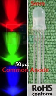   RGB LED Common Anode 4 Pin Tri Color Emitting Diodes 3v 12v L4P