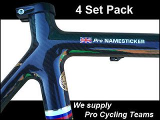 Personalised bike frame Name Stickers Decals + Flag. THE ORIGINAL 