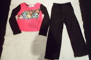 NEW Monster High Doll Pink and Black Flannel Pajamas GIRLS SIZE XS 4 