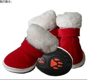   Warm Pet Dog Boots Puppy Red Christmas Shoes For Small Dog SIZE #1 #5