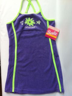 GIRLS Purple BARBIE DRESS NEW w tags Green stripes & Flower 