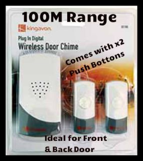   PLUG IN DIGITAL WIRELESS DOOR DOUBLE BELL CHIME 100M FRONT BACK DOOR
