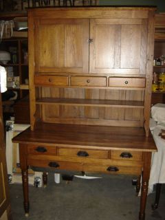 Antique Oak Possum Belly  Bin Drawer Kitchen Cabinet