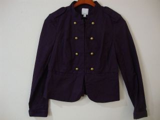 Halogen Purple Military Style Cropped Jacket Womens Small