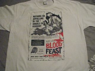 blood feast t shirt white hooror movie gore hg lewis cult classic 