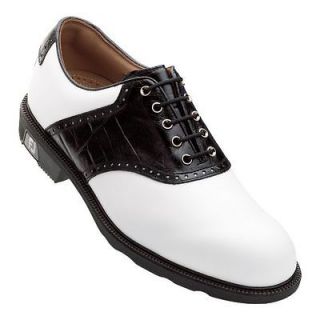 FJ Footjoy ICON 52039 Mens Golf Shoes 10.5M White Smooth/Blk Croc 