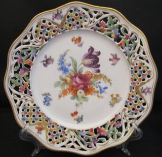 SCHUMANN DRESDEN CHATEAU FLOWERS RETICULATED 8.25 SALAD PLATE(S)