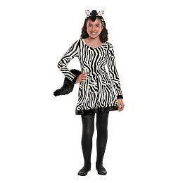 Girl Zebra Dress Up Halloween Costume Play Dance Stripes Tail Ears 