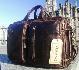 NEW LEATHER DUFFLE BRIEFCASE TRAVEL FLIGHT BAG BACKPACK RUCKSACK MENS 