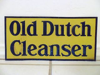 Old Dutch Cleanser Vintage Sign 1930s Embossed Tin Laundry Kitchen 