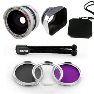 Wide Fish Eye Lens,UV CPL FLD Filter,Hood for Sony Handycam DCR DVD105 