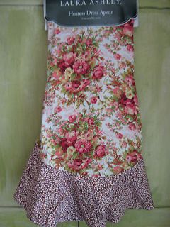 Laura Ashley English Bouquet Hostess Dress Apron 1 size Pink/Burgundy 