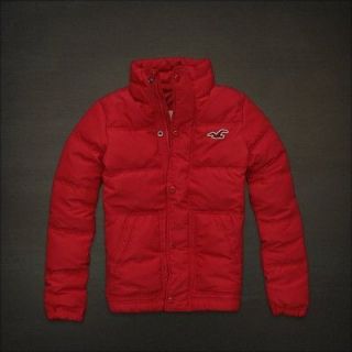 NEW M Mens Hollister By Abercrombie Silver Strand Red Down Puffer 