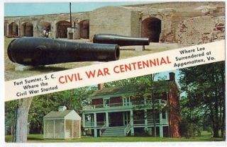 Civil War  split view, Charleston SC Fort Sumter   Appomatox Va