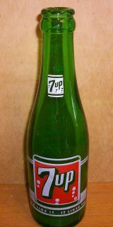 UP 7 Oz Green Glass Soda Pop Bottle Old Logo Vintage