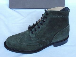 Churchs Dark Green Military Suede Heavy Brogue Lace Up Boots UK 9.5 