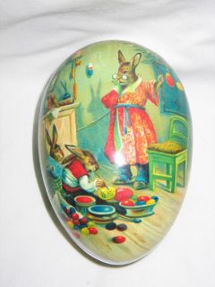 Old Paper Mache Easter Egg Candy Container Made in Germany Bunny 