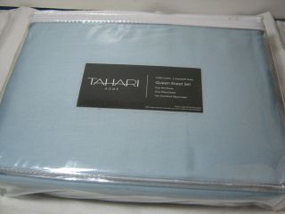 New Tahari Home Blue Queen Sheet Set   SheerSoft Finish 4pcs NIP