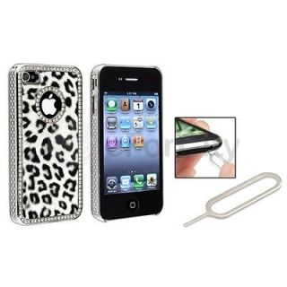   Diamond Circle Skin Case+Sim Card Eject Pin For iPhone 4 4th G 4S