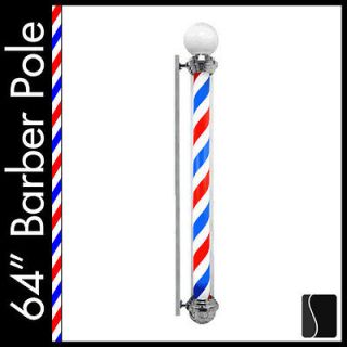 New 64 Barber Pole Light Red White Blue Metal Rotating Original Shop 