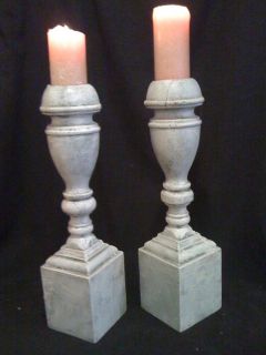 Pair of Hand Made & Painted Pillar Candle Holders Made from Antique 