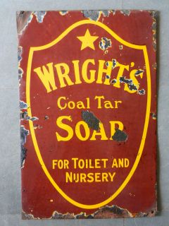 Vintage Wrights Coal Tar Soap Ad Porcelain Enamel Sign Board ADV EHS