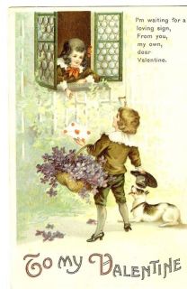 Ellen Clapsaddle Valentine Boy with Lilacs 1912 Series