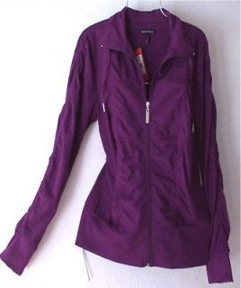NEW~$79~ELLEN TRACY~Plum Purple Ruched Jacket Fitness Coat Top~12/14/L 