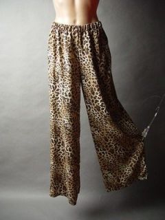 Leopard Print Palazzo Style Lounge PJ Dressing Vtg y 70s Women Wide 