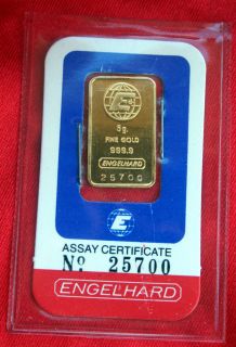 Engelhard 5 Gram 999.9 Fine Gold ★ Vintage Rare Hard To Find 