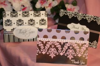8pc Wedding Thank You Cards Notes With Envelopes Pink Blue Black