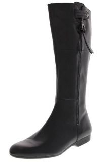 Enzo Angiolini NEW Zoot Black Leather Faux Zipper Knee High Boots 