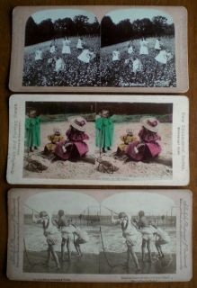   Antique Stereoscopic Stereograph Cards Victorian Era Children Playing