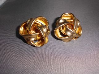 Vintage Erwin Pearl Signed Gold Tone Toned Clip Earrings