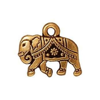 22K Gold Plated Pewter Indian Elephant Charm 12mm (1)