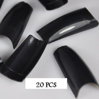 Fake nails French manicure acrylic Polished Black 20PC Prosthesis Free 