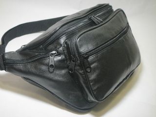 New 6 Pockets Leather Waist Bag Fanny Pack Adjustable Strap   559A